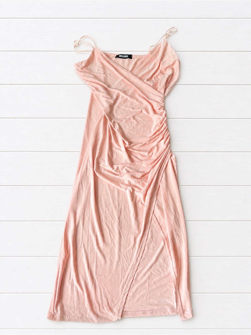 Misguided Slip Midi Dress in Blush Peach - Size S - Picture 3 of 5